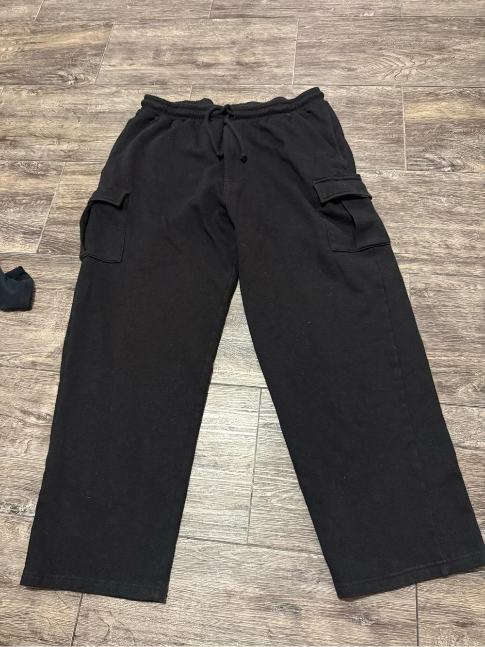 Men's Black Cargo Jogger Pants with Drawstring Waist